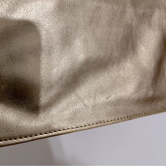 Jonathan Adler Gold Leather Clutch Wristlet with Metal Birds - Picture 11 of 14